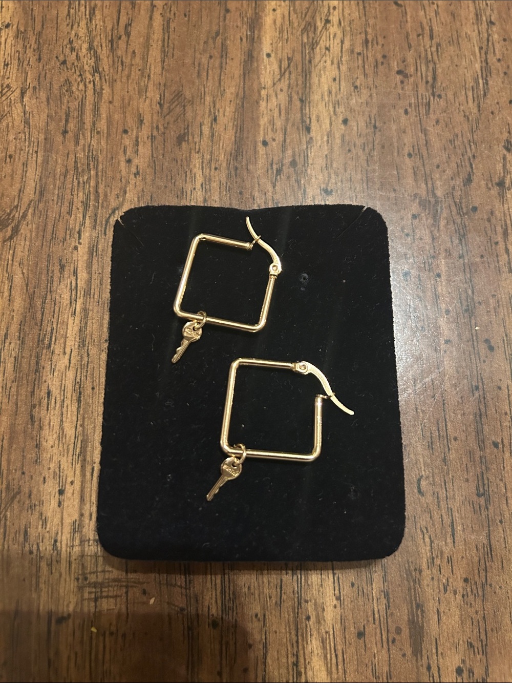 The Giving Keys Square Hoop “Worthy” Earrings Gold
